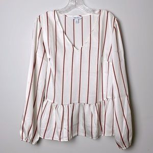 Nine West Striped Peplum Blouse